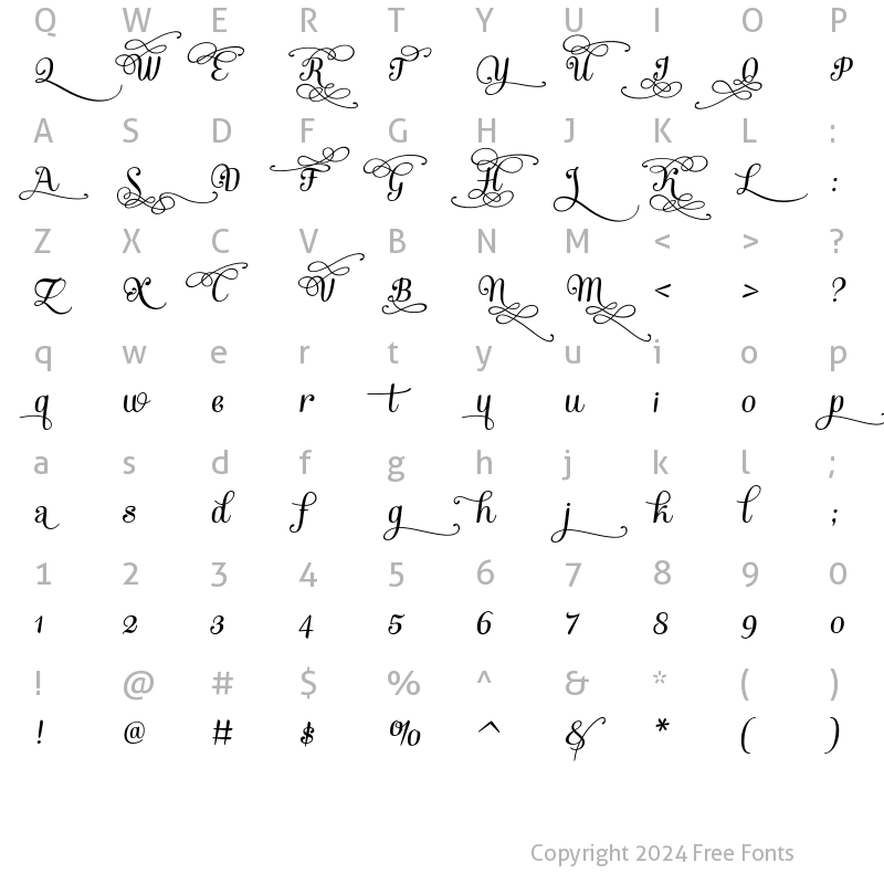 Character Map of Mishka Italic