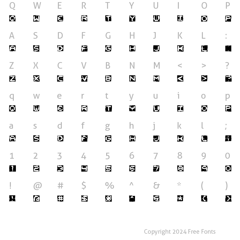 Character Map of Mishmash 4x4o BRK Regular