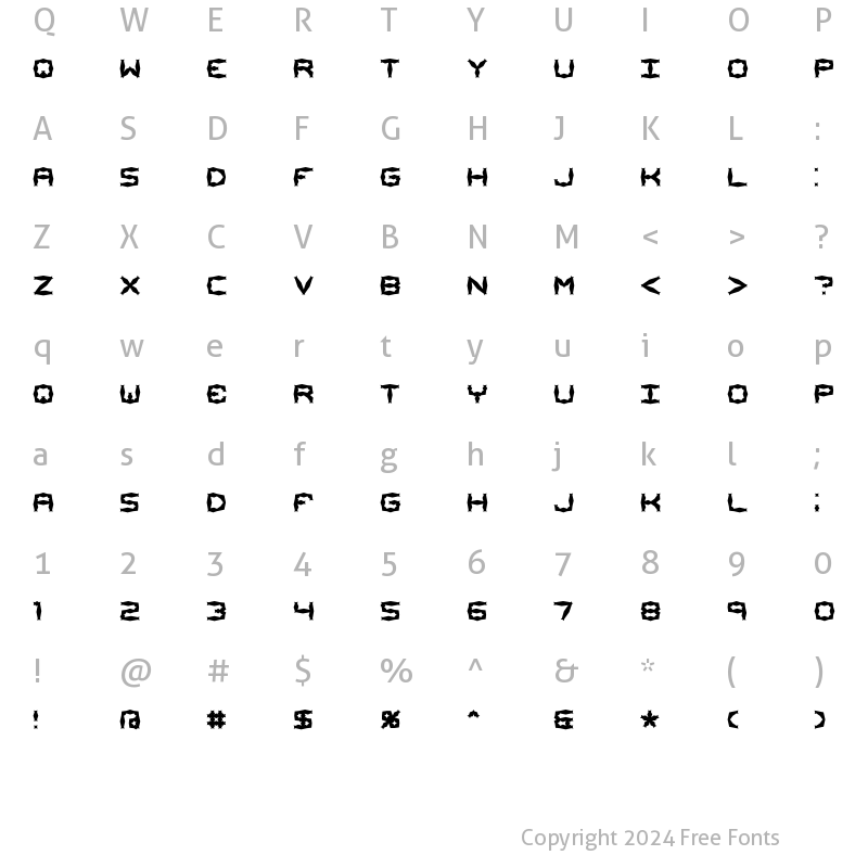 Character Map of Mishmash ALT1 BRK Regular