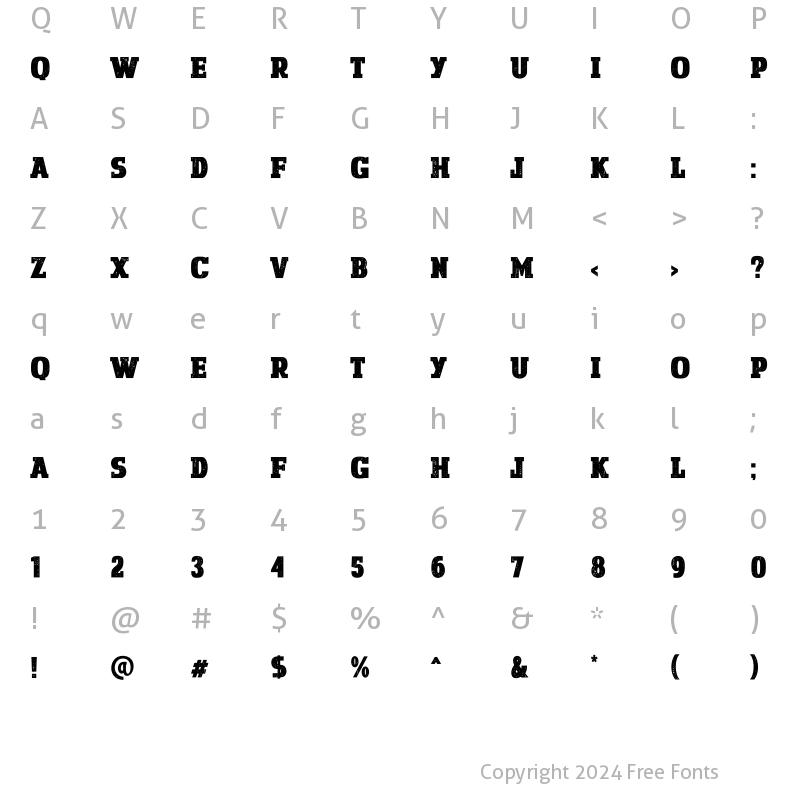 Character Map of Mislan Distort Regular