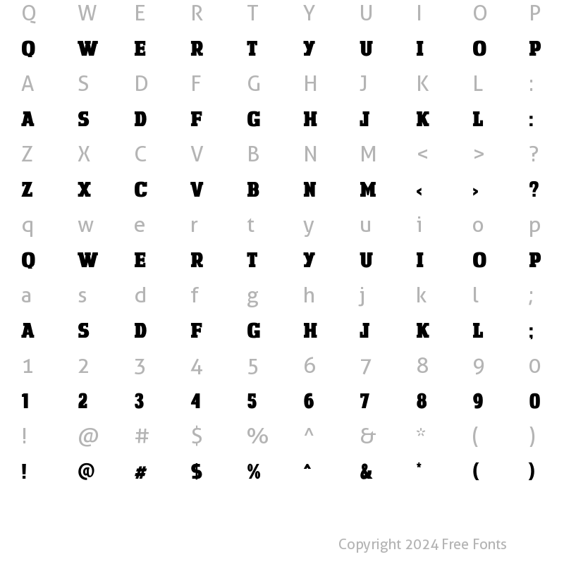 Character Map of Mislan Regular