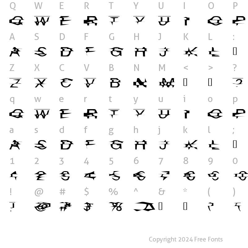 Character Map of Misplaced Regular