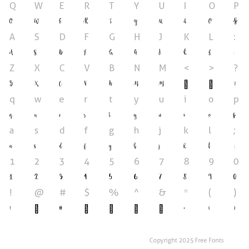 Character Map of Miss Penelope Regular