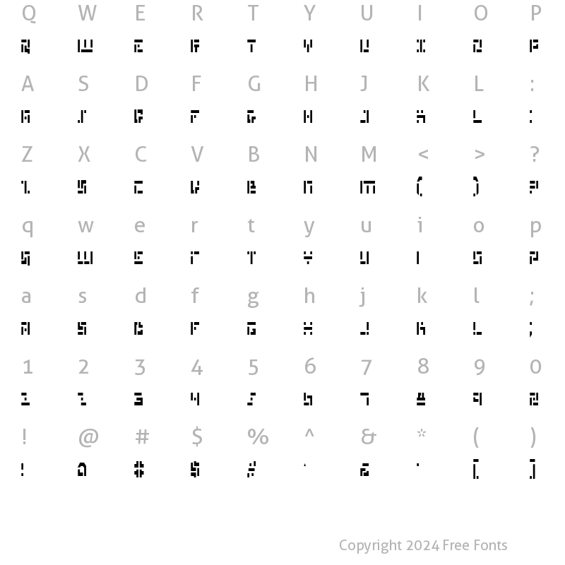 Character Map of Missile Man Condensed Condensed