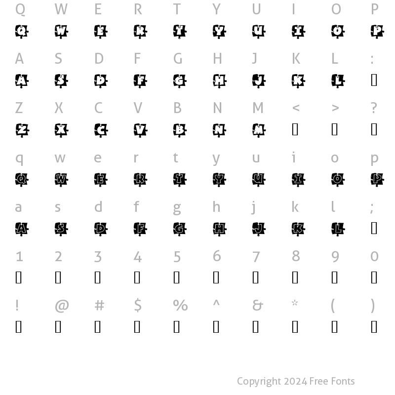 Character Map of Missing Piece Regular