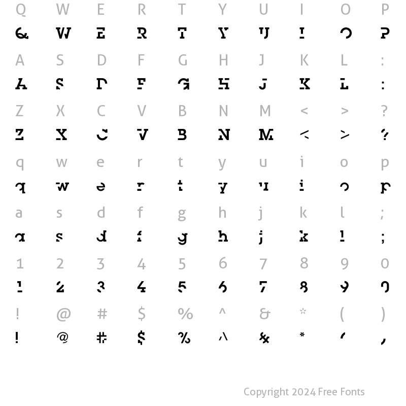 Character Map of MissingLink Regular