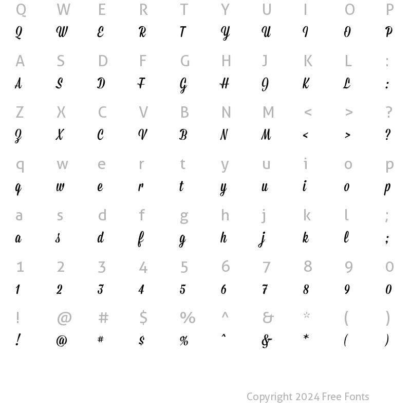 Character Map of Mission Script Regular