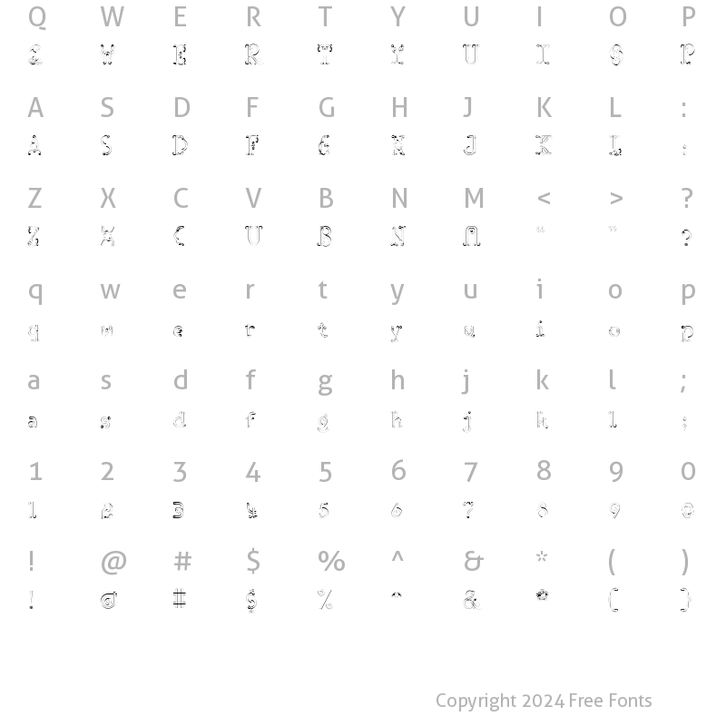 Character Map of Missionary Regular