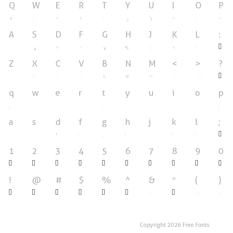 Character Map of MissNailine Thin
