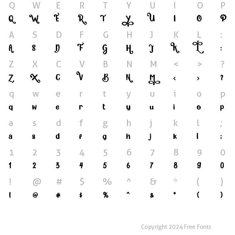 Character Map of Mistaltoe Regular