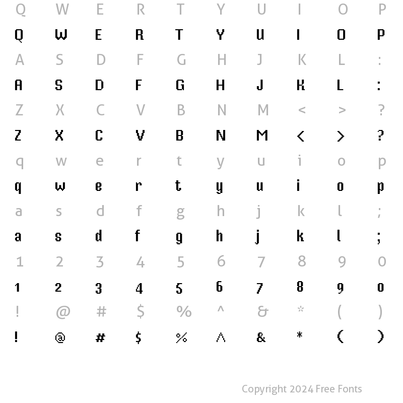 Character Map of Mister Pixel 16 pt - Old Style Figure Regular