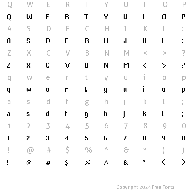 Character Map of Mister Pixel 16 pt - Regular Regular