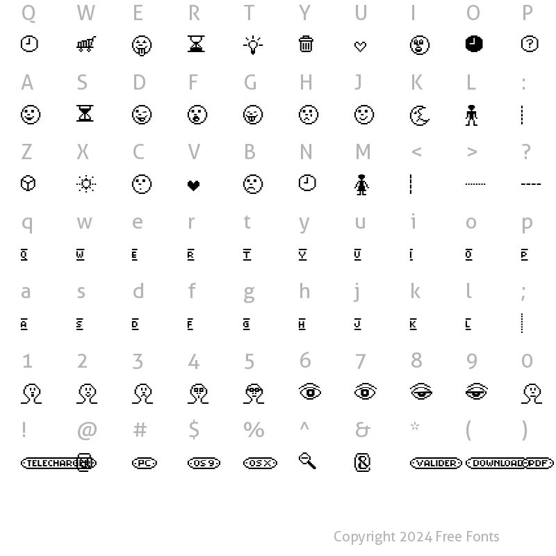 Character Map of Mister Pixel 16 pt - ToolsOne Regular