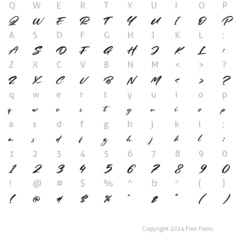 Character Map of Mister sally Regular