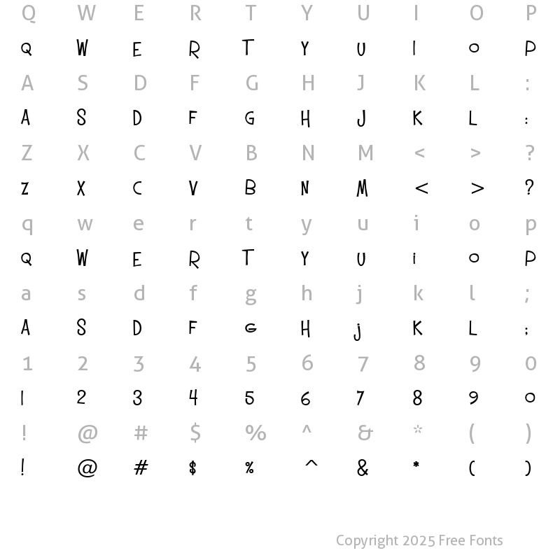 Character Map of Mister Sirloin BTN Medium Regular