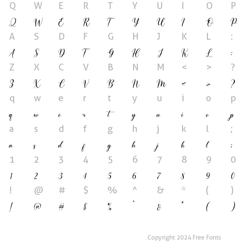 Character Map of Mistery Heart Regular