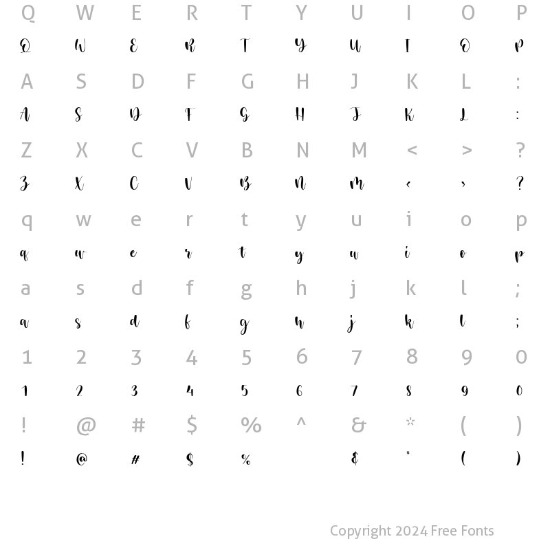 Character Map of Mistikus Cinta Regular