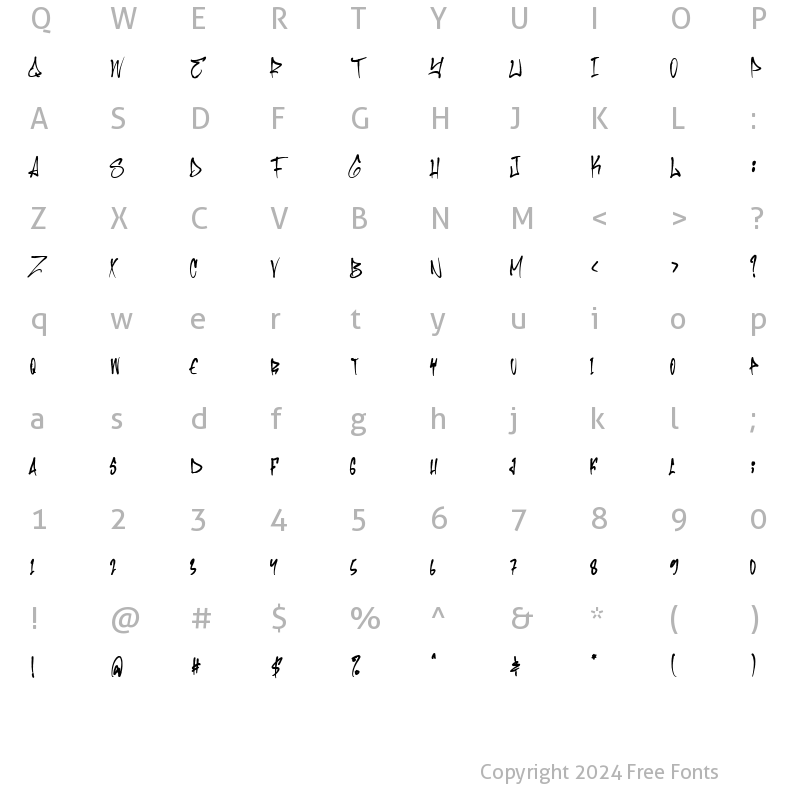 Character Map of Mistook Regular