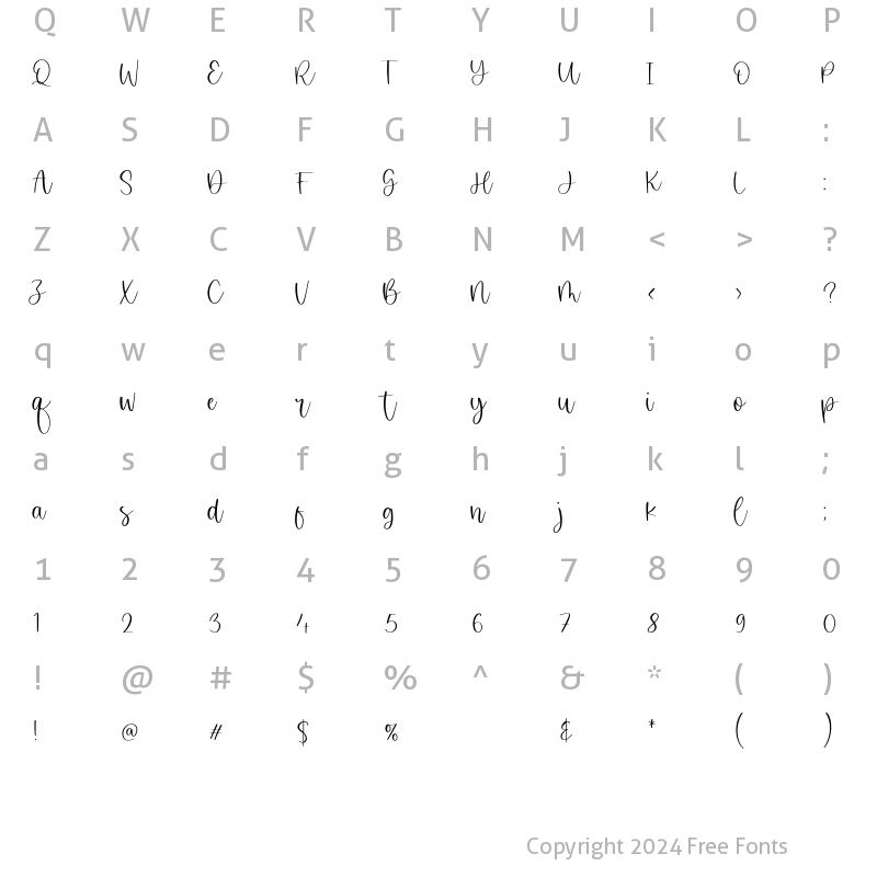 Character Map of Misty Cloud Regular