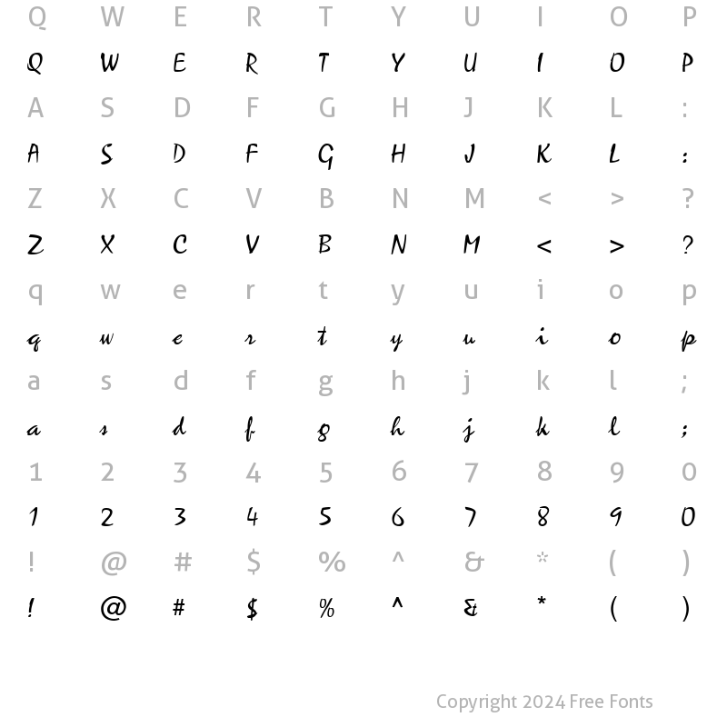 Character Map of MistyScript Normal