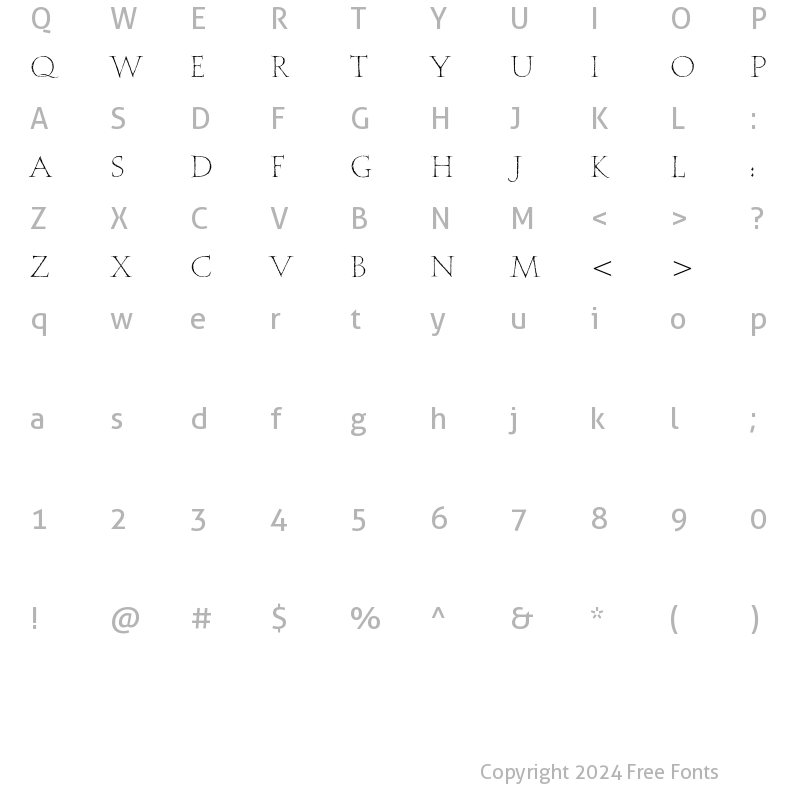 Character Map of Mithras ITC Roman