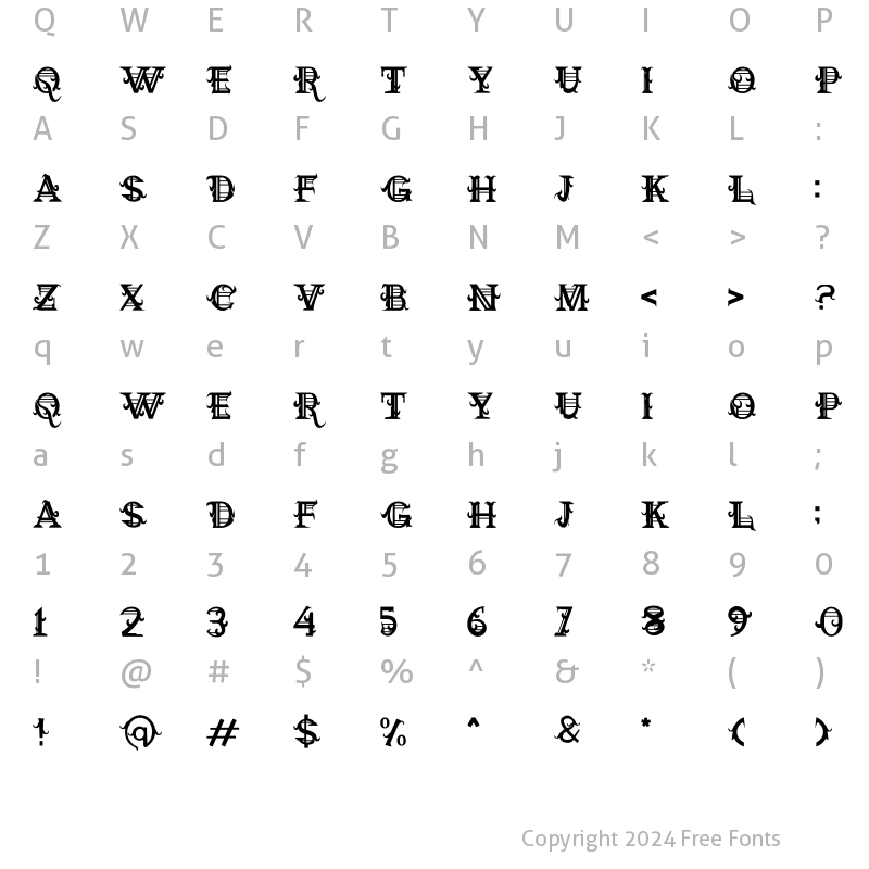 Character Map of MITLHINA VICTORIAN Regular