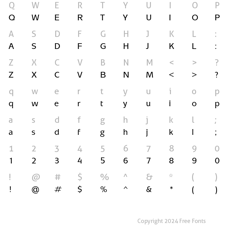 Character Map of Mixage ITC Std Medium