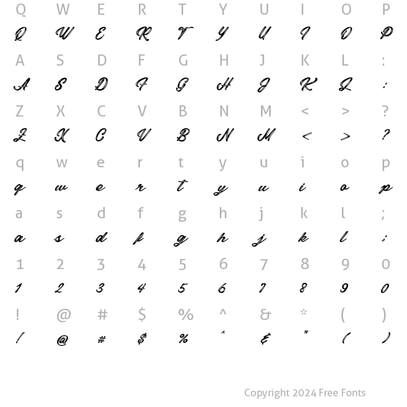 Character Map of Miyabon Regular