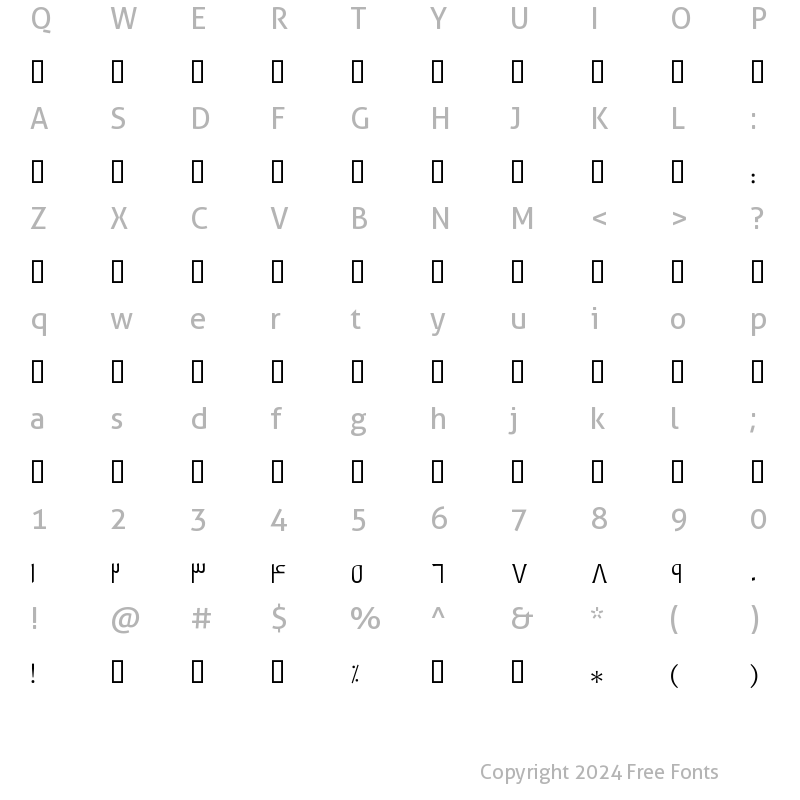 Character Map of Mj_Dinar Two Light Regular