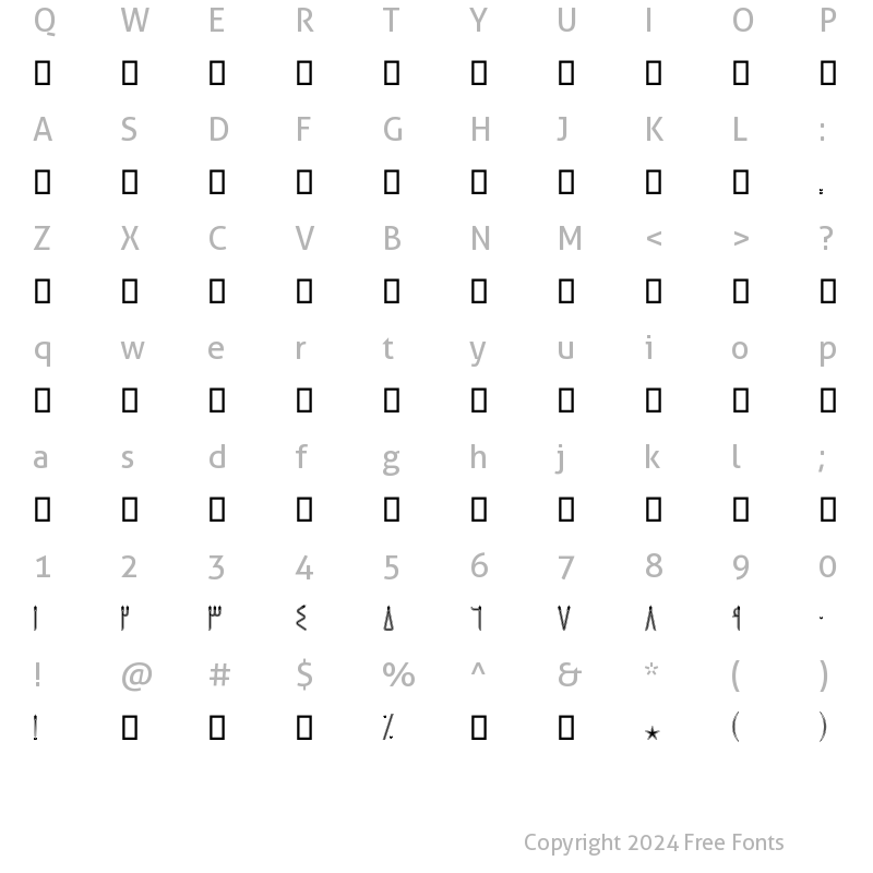 Character Map of Mj_Minaret Regular