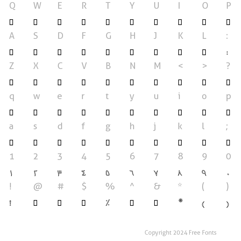 Character Map of Mj_Sandbad Outline Regular