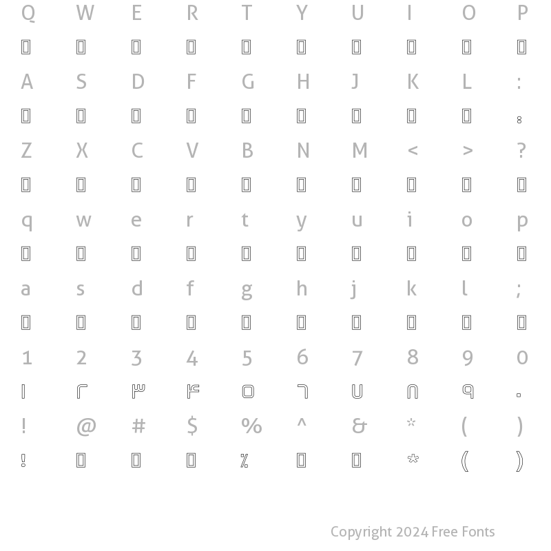 Character Map of Mj_Silicon Outline Bold