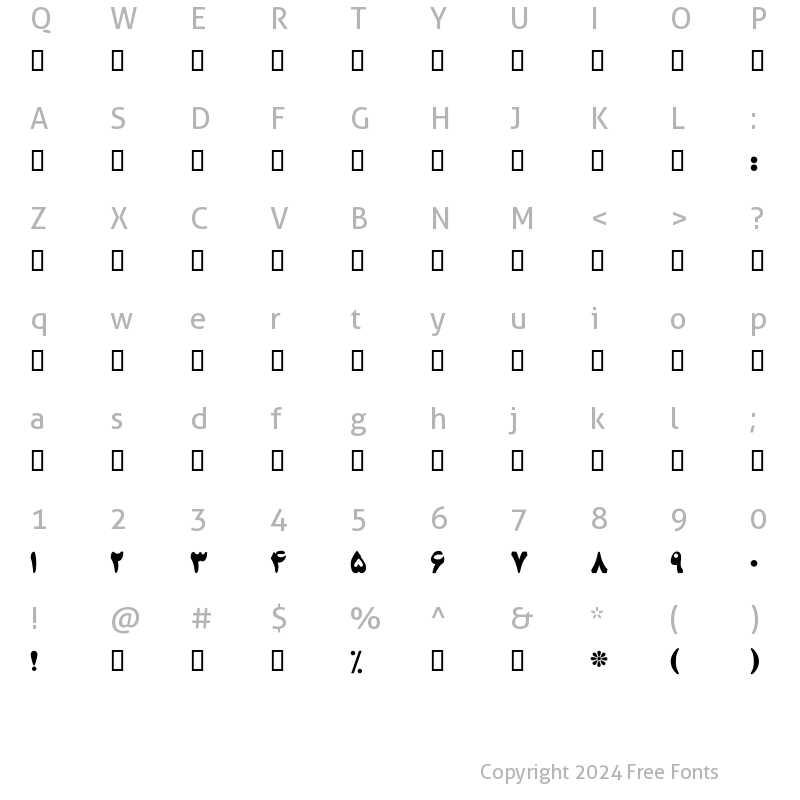 Character Map of Mj_Titr DF Regular