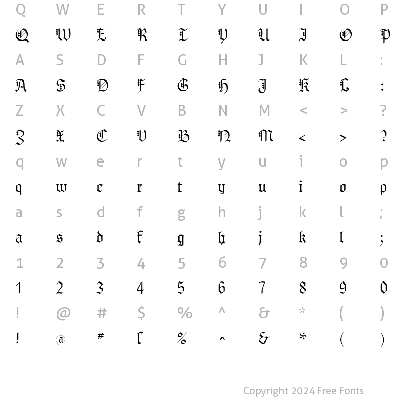 Character Map of MKBrokenTypes Regular