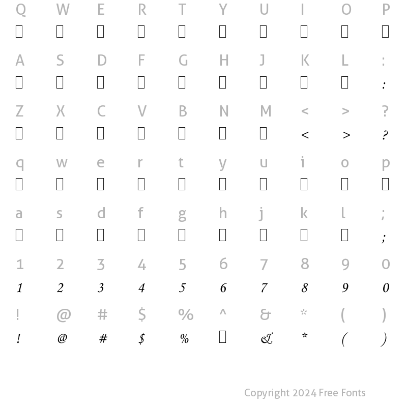 Character Map of ML-NILA03 Regular