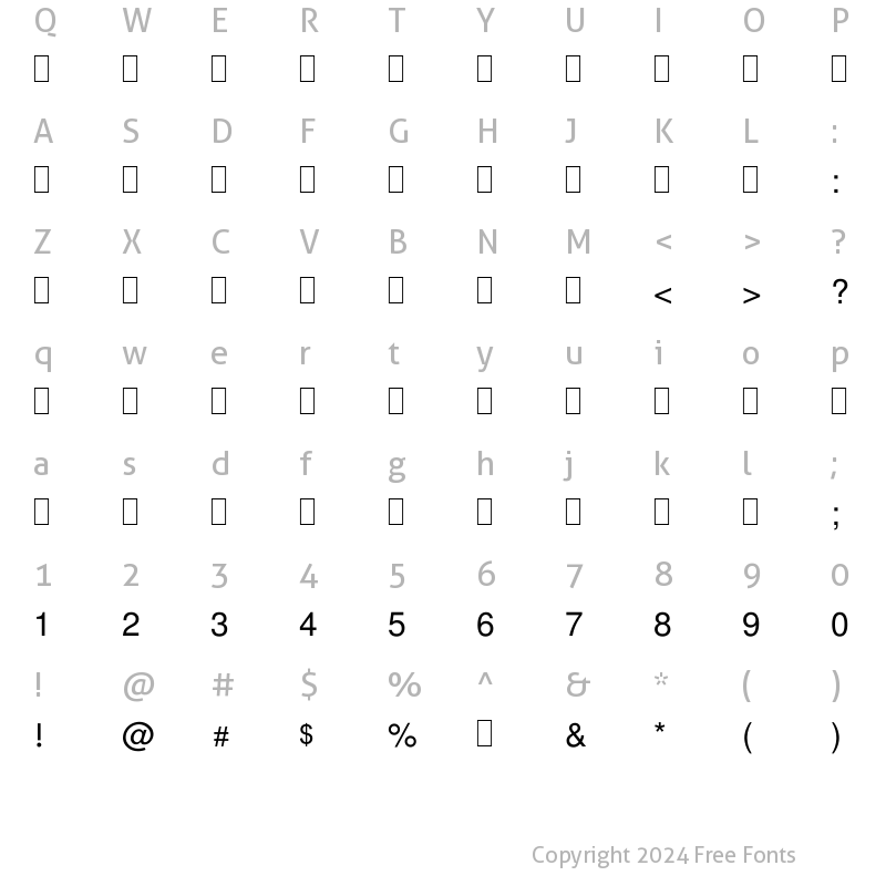 Character Map of ML-NILA04 Regular