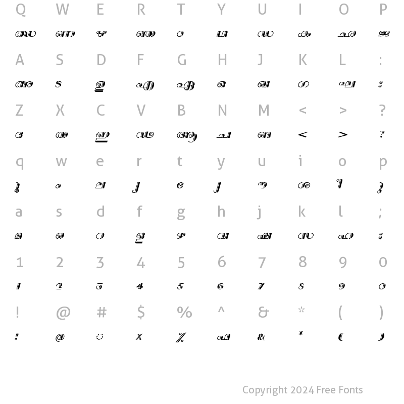 Character Map of ML-TTAparna BoldItalic