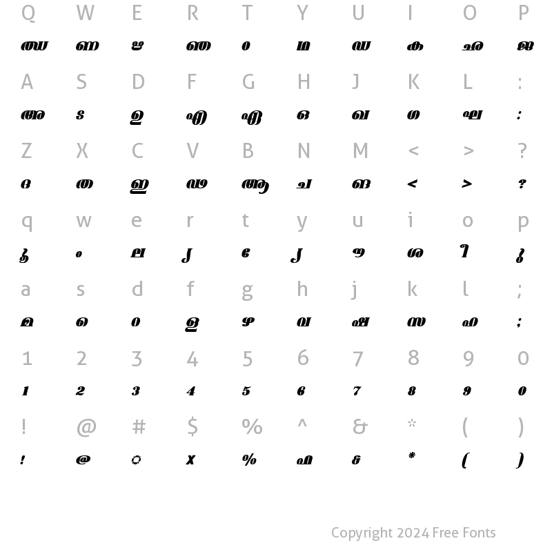 Character Map of ML-TTAshtamudiExBold Italic