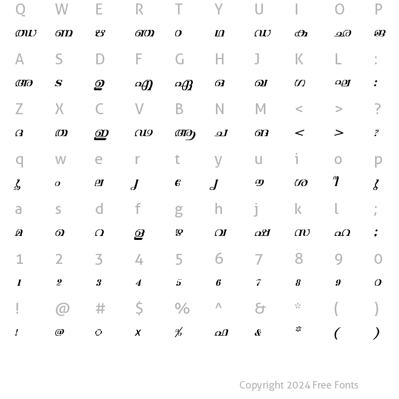 Character Map of ML-TTAtchu Italic