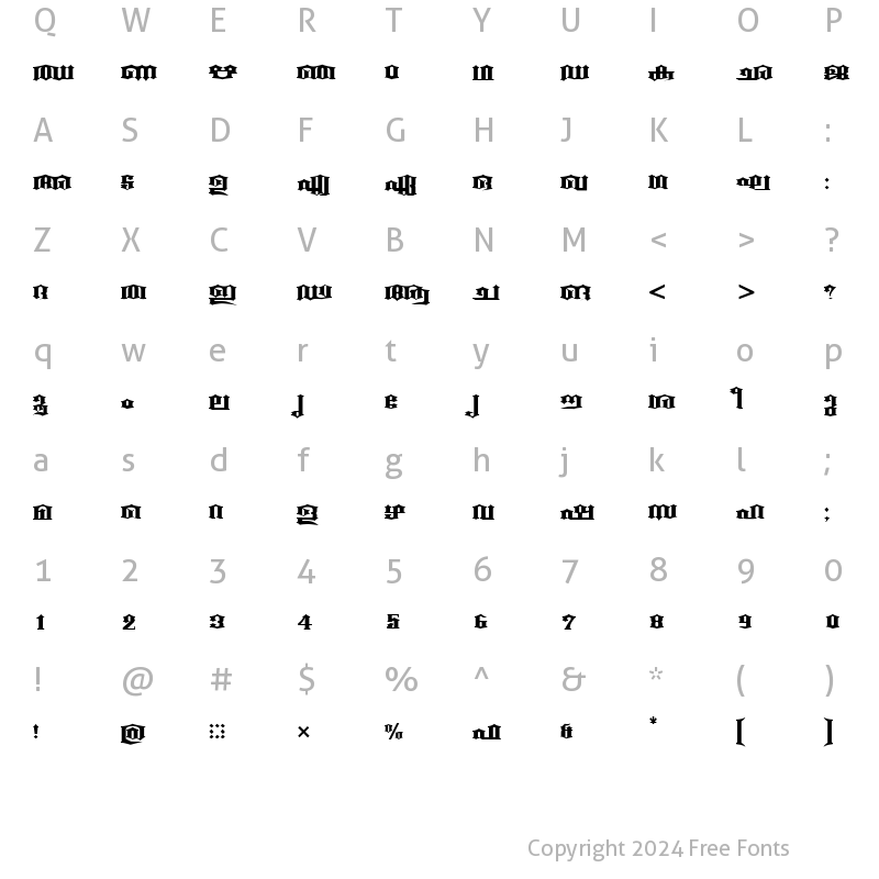 Character Map of ML-TTBeckalBold Normal