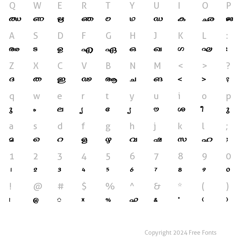 Character Map of ML-TTBhavana Bold