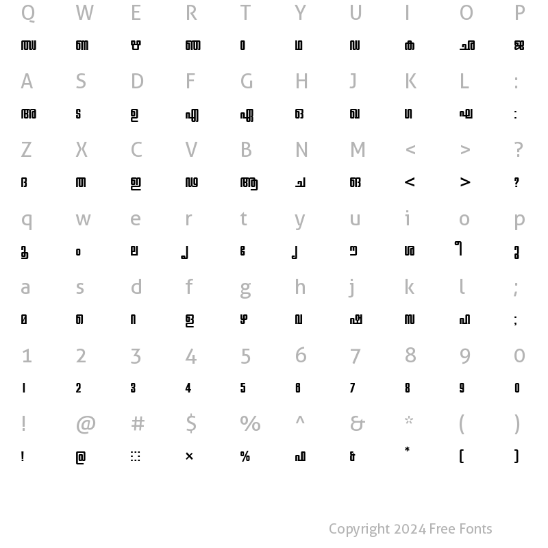 Character Map of ML-TTChithira Bold