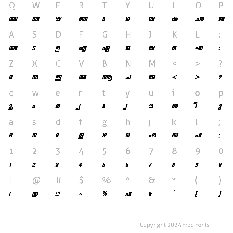 Character Map of ML-TTChithiraHeavy BoldItalic