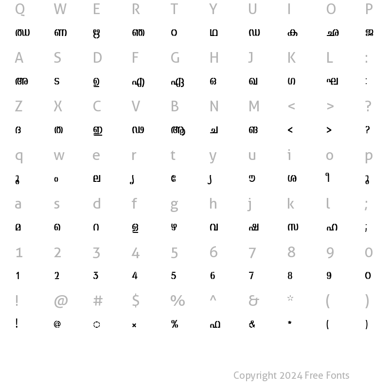 Character Map of ML-TTDevika Bold