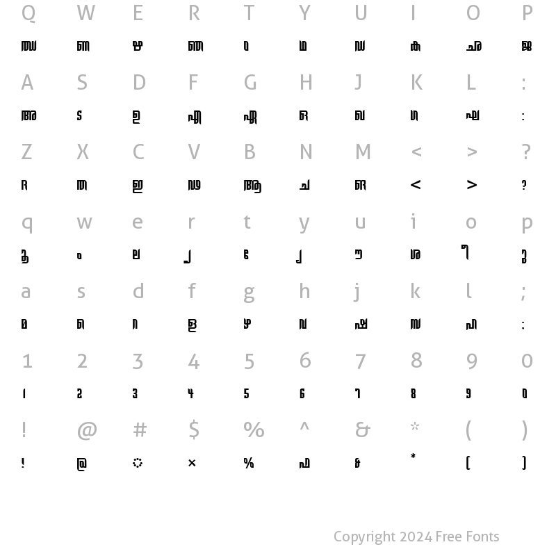 Character Map of ML-TTGauri Bold