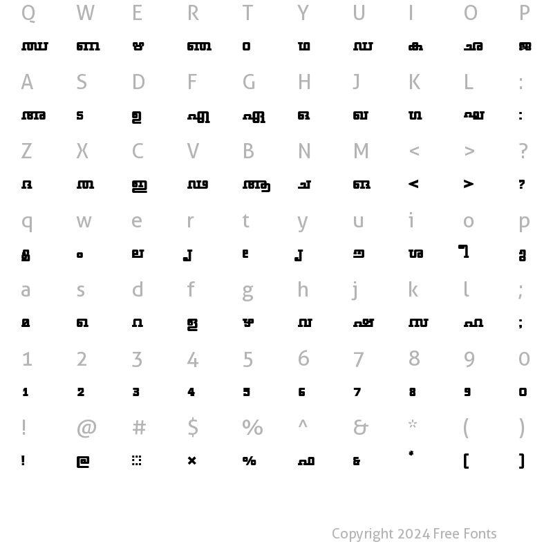 Character Map of ML-TTGeethika Bold