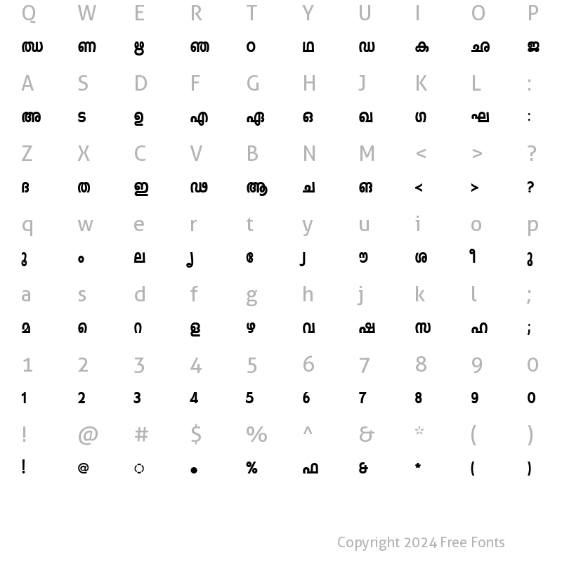 Character Map of ML-TTIndulekhaHeavy Bold