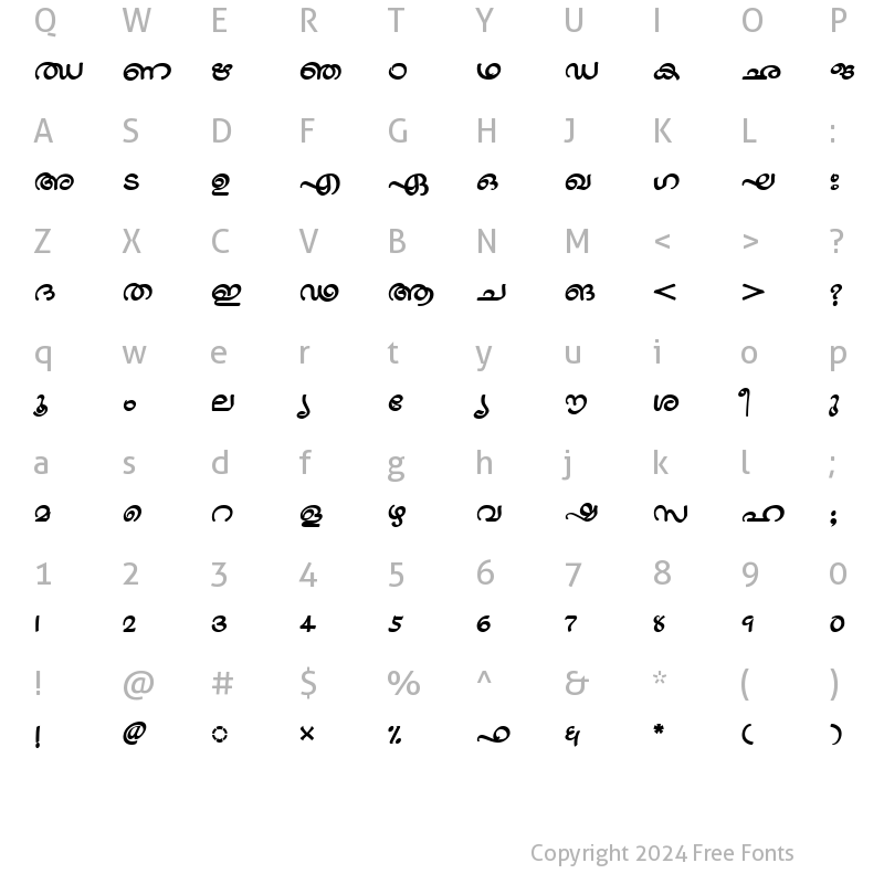 Character Map of ML-TTJaya Bold