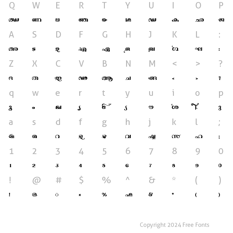 Character Map of ML-TTJyotsna Bold