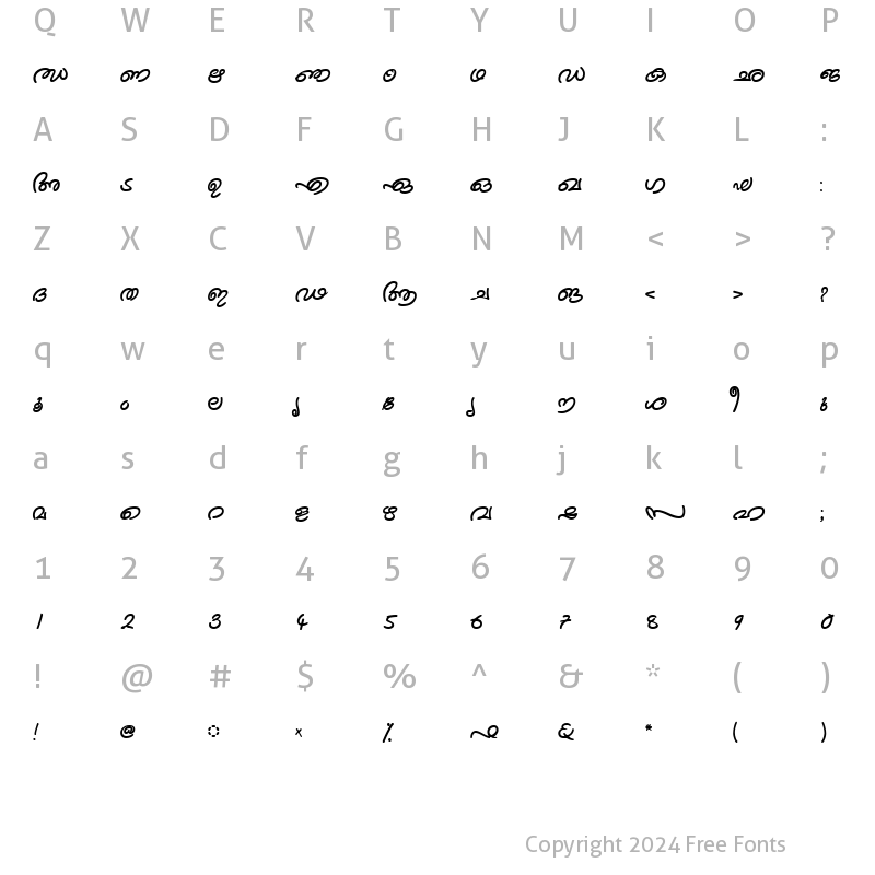 Character Map of ML-TTKanika Bold